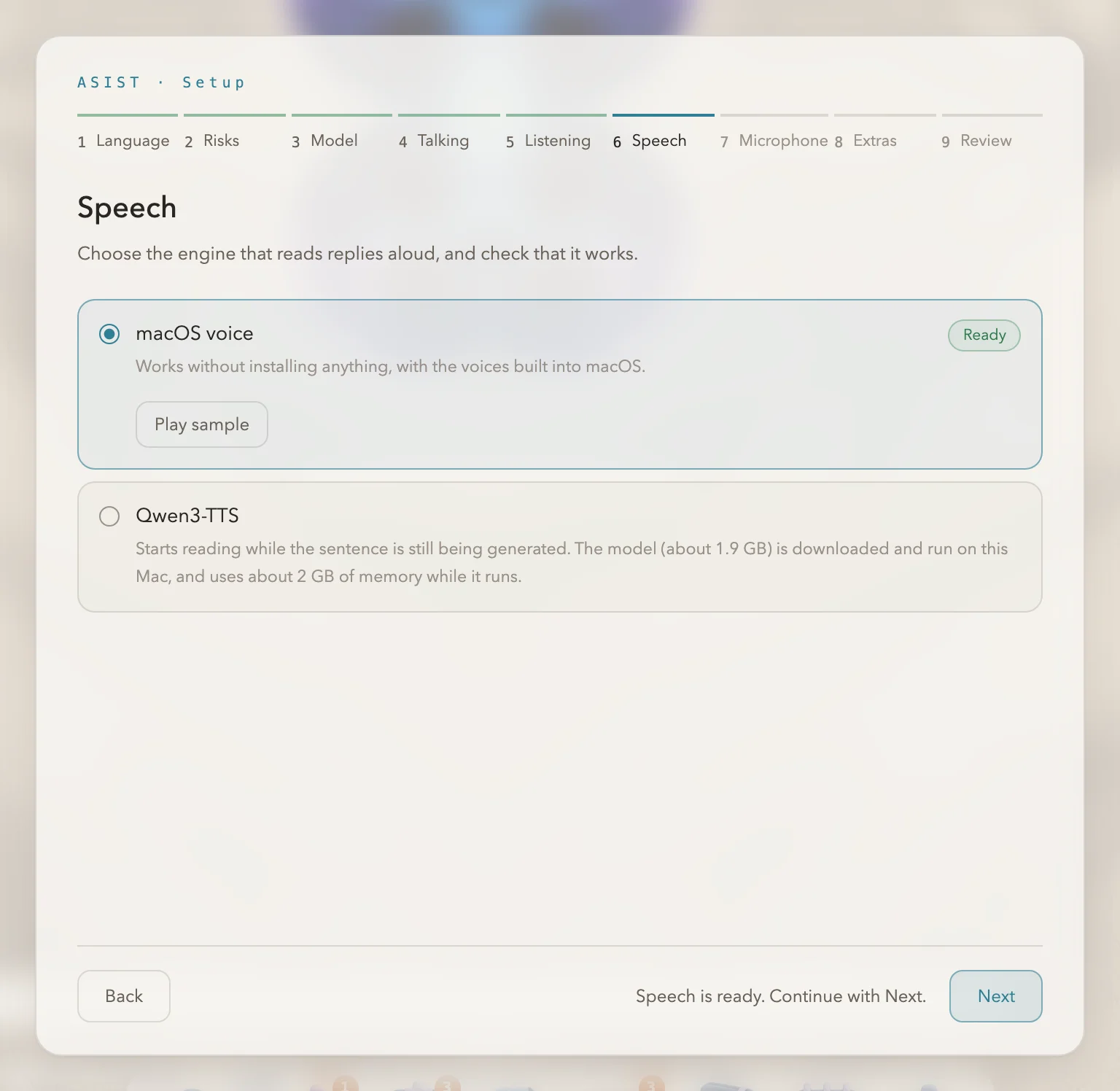 The screen with reading aloud ready